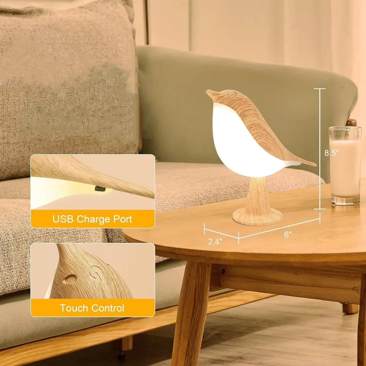 Wooden LED Bird Nightlight
