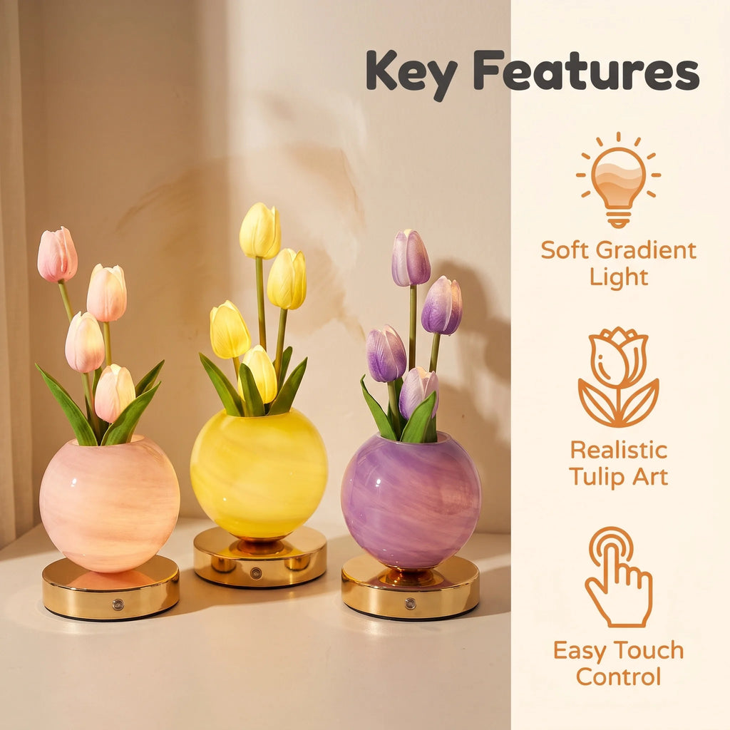 Dreamy Tulip Night Light – Elegant LED Flower Lamp for Cozy Room Decor 🌷✨