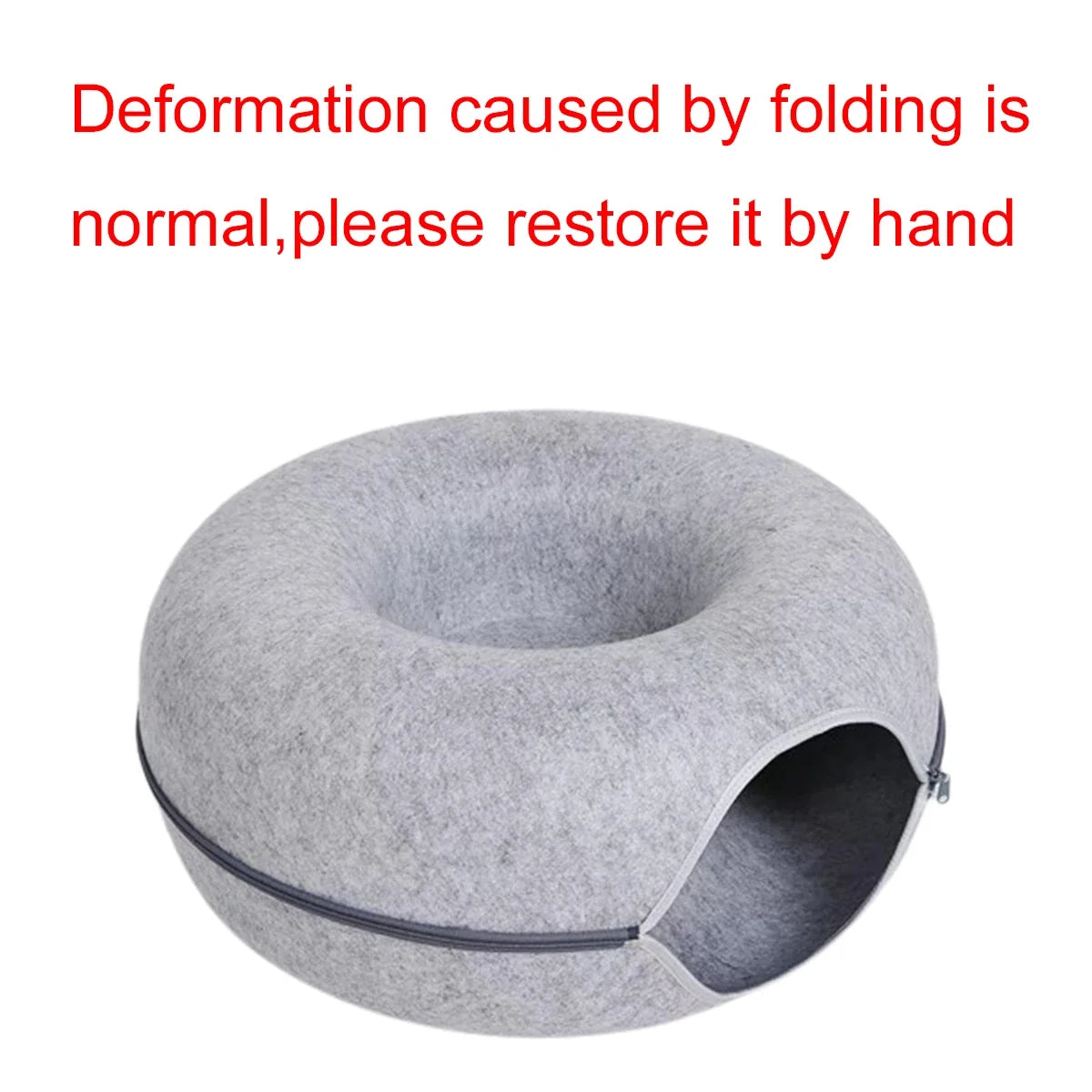 Round Felt Cat Tunnel Bed & Scratcher – Interactive Donut Nest For Kittens