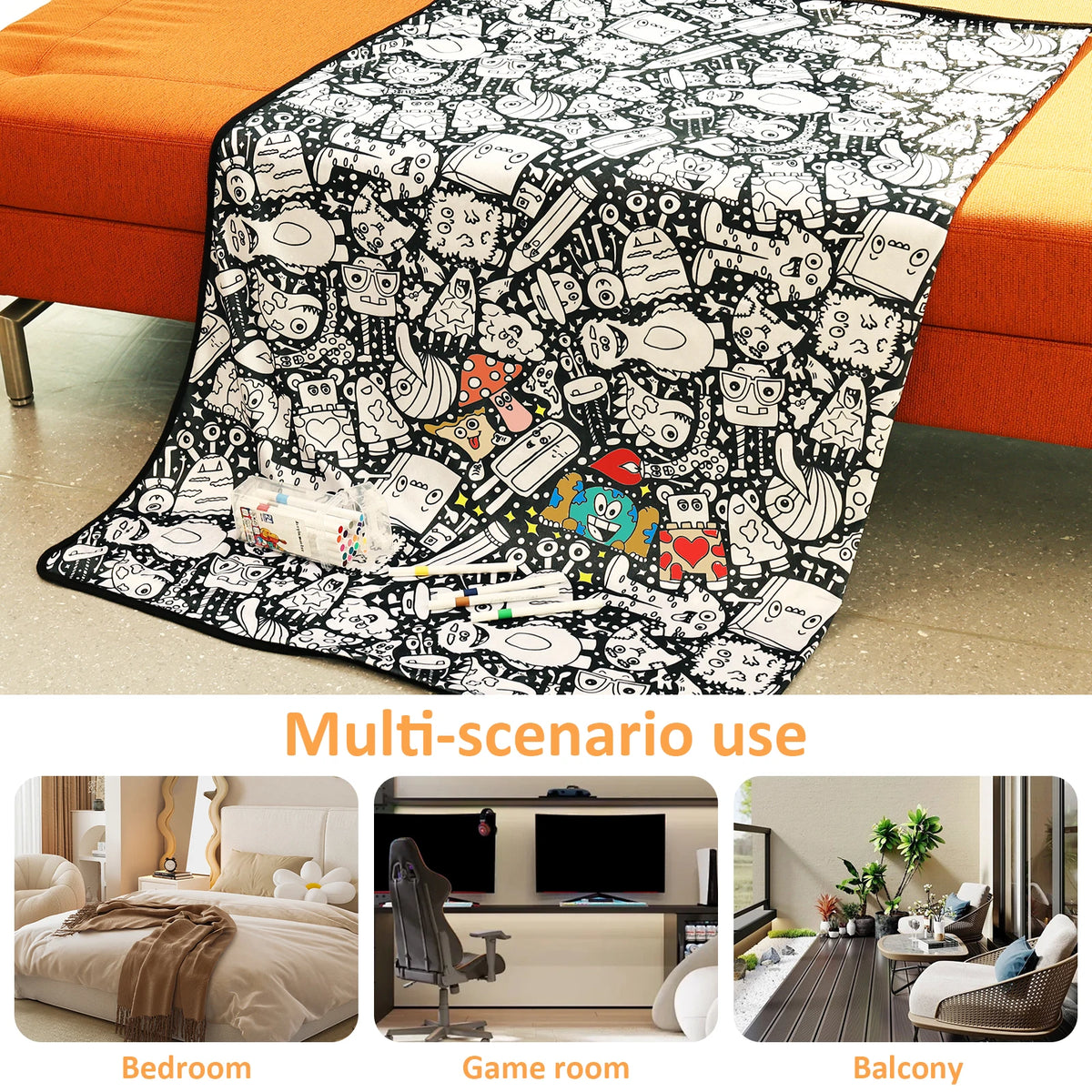 DIY Creative Colouring Blanket With 24 Colour Markers