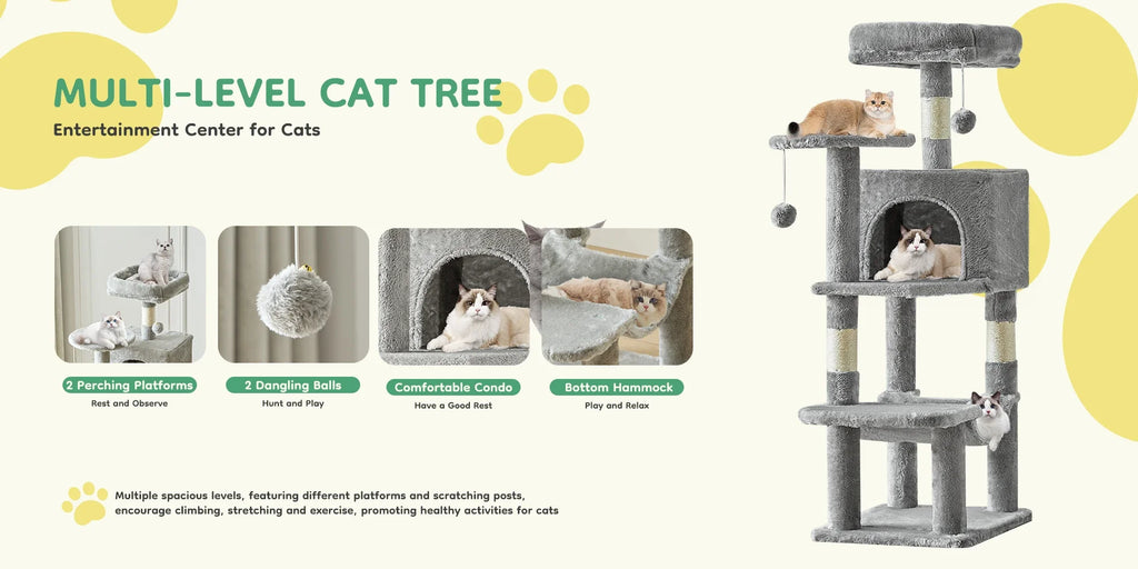 Multi-Level Cat Tree & Condo – Ultimate Play, Climb & Relax Tower for Cats 🐱🏠