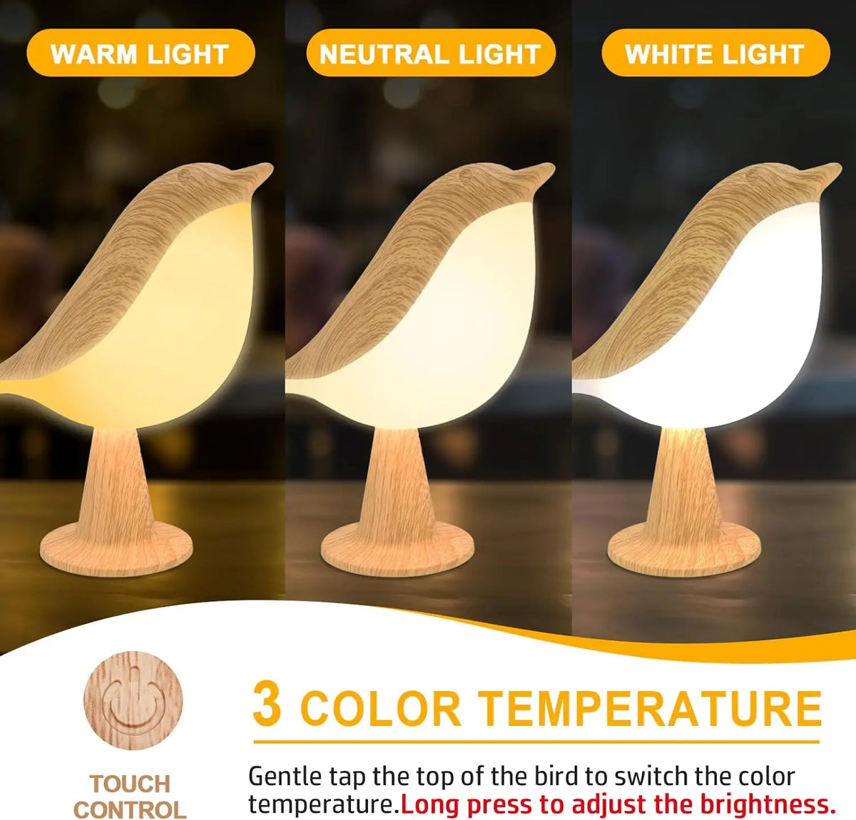 Wooden LED Bird Nightlight