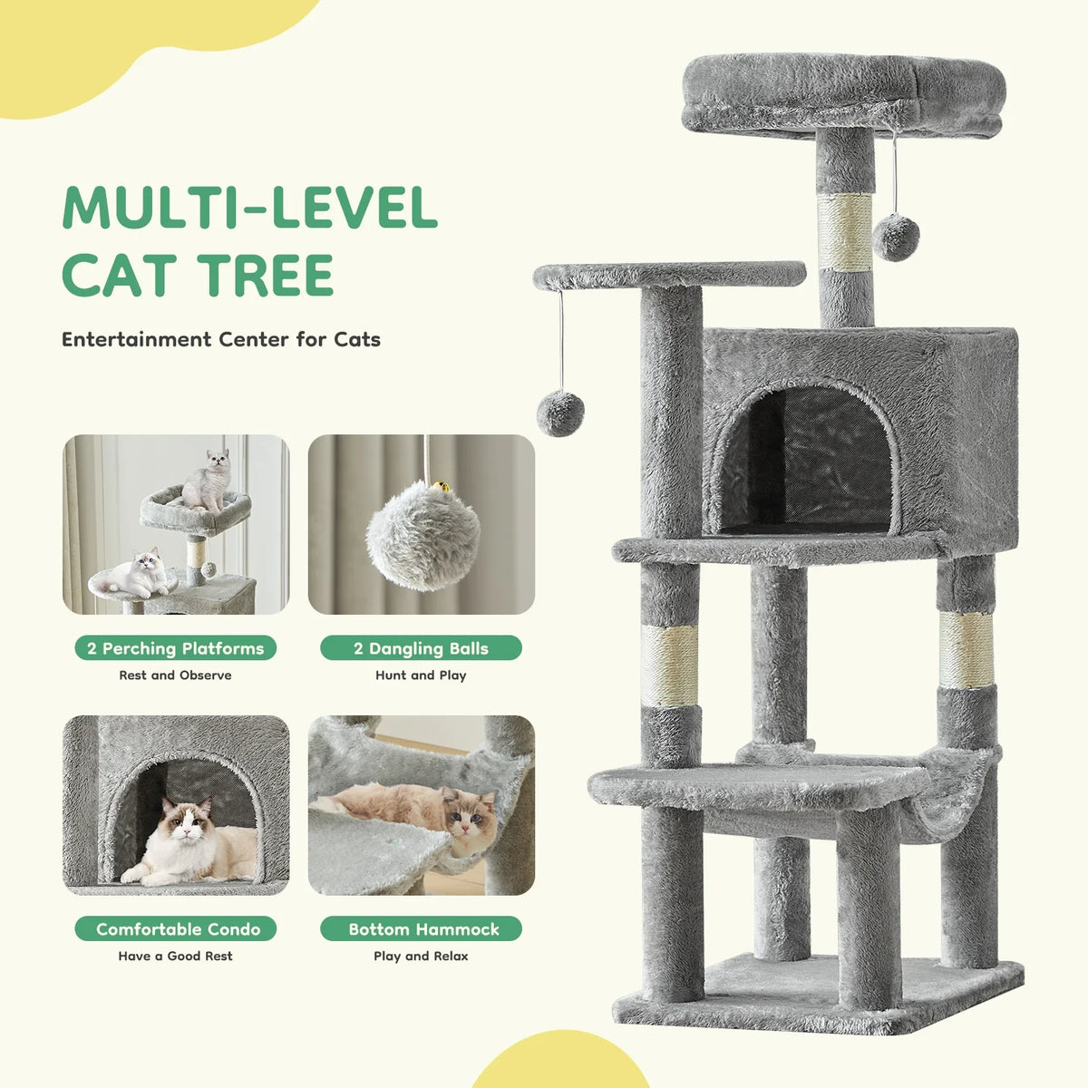 Multi-Level Cat Tree & Condo – Ultimate Play, Climb & Relax Tower for Cats 🐱🏠