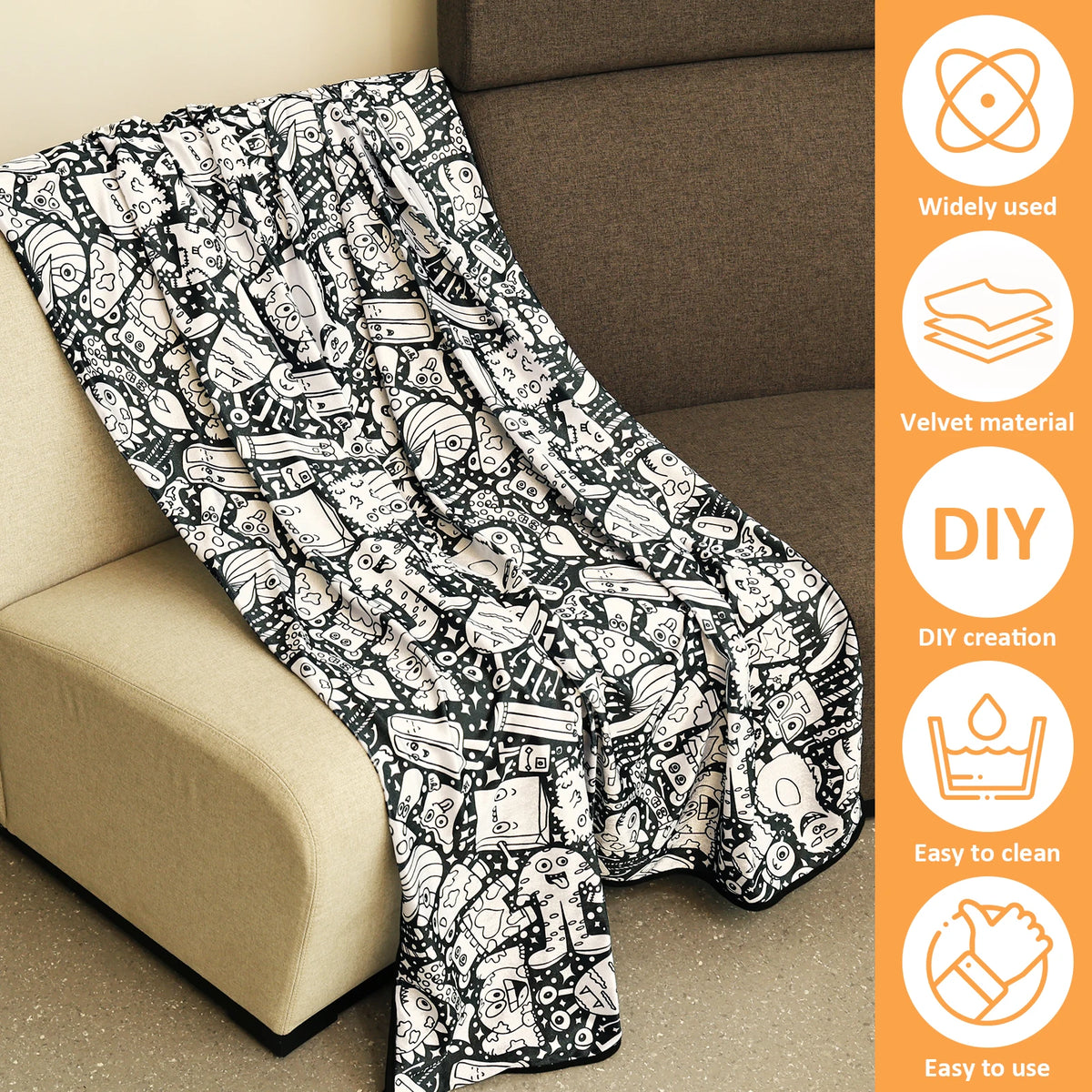DIY Creative Colouring Blanket With 24 Colour Markers