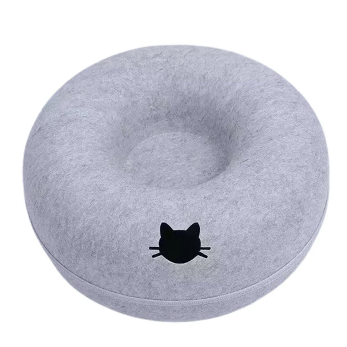 Round Felt Cat Tunnel Bed & Scratcher – Interactive Donut Nest For Kittens