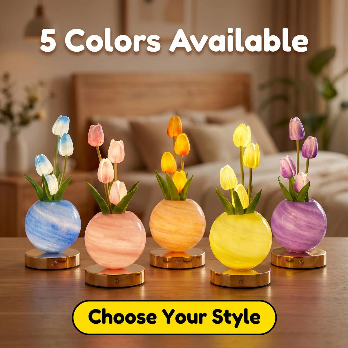 Dreamy Tulip Night Light – Elegant LED Flower Lamp for Cozy Room Decor 🌷✨
